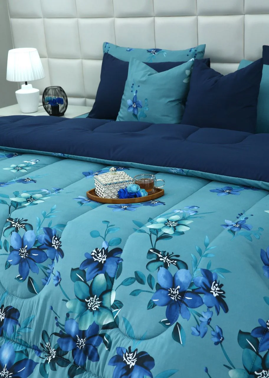 5 PCs Single Razai Set-Azure Bloom - Image 8