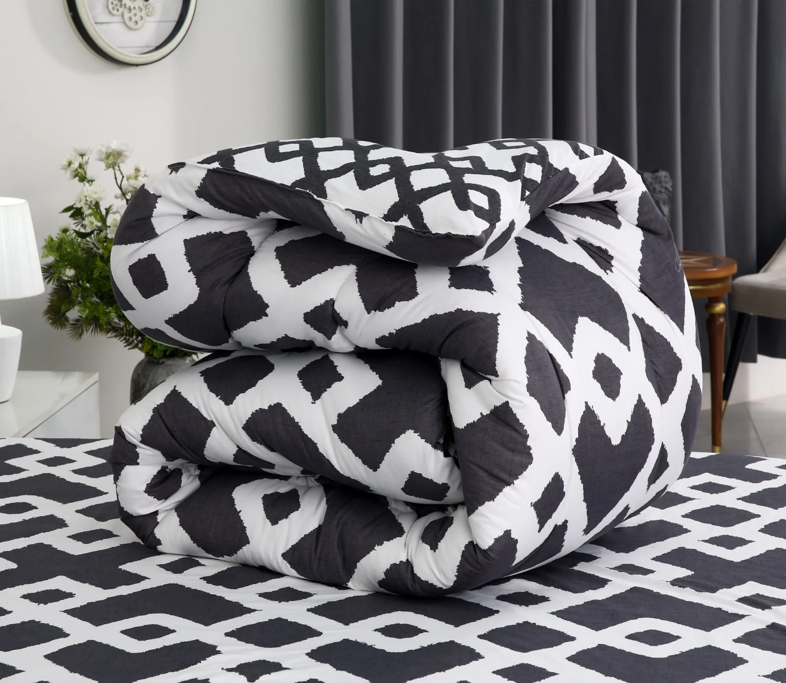 5 PCs Single Razai Set-Grey Diamond - Image 4