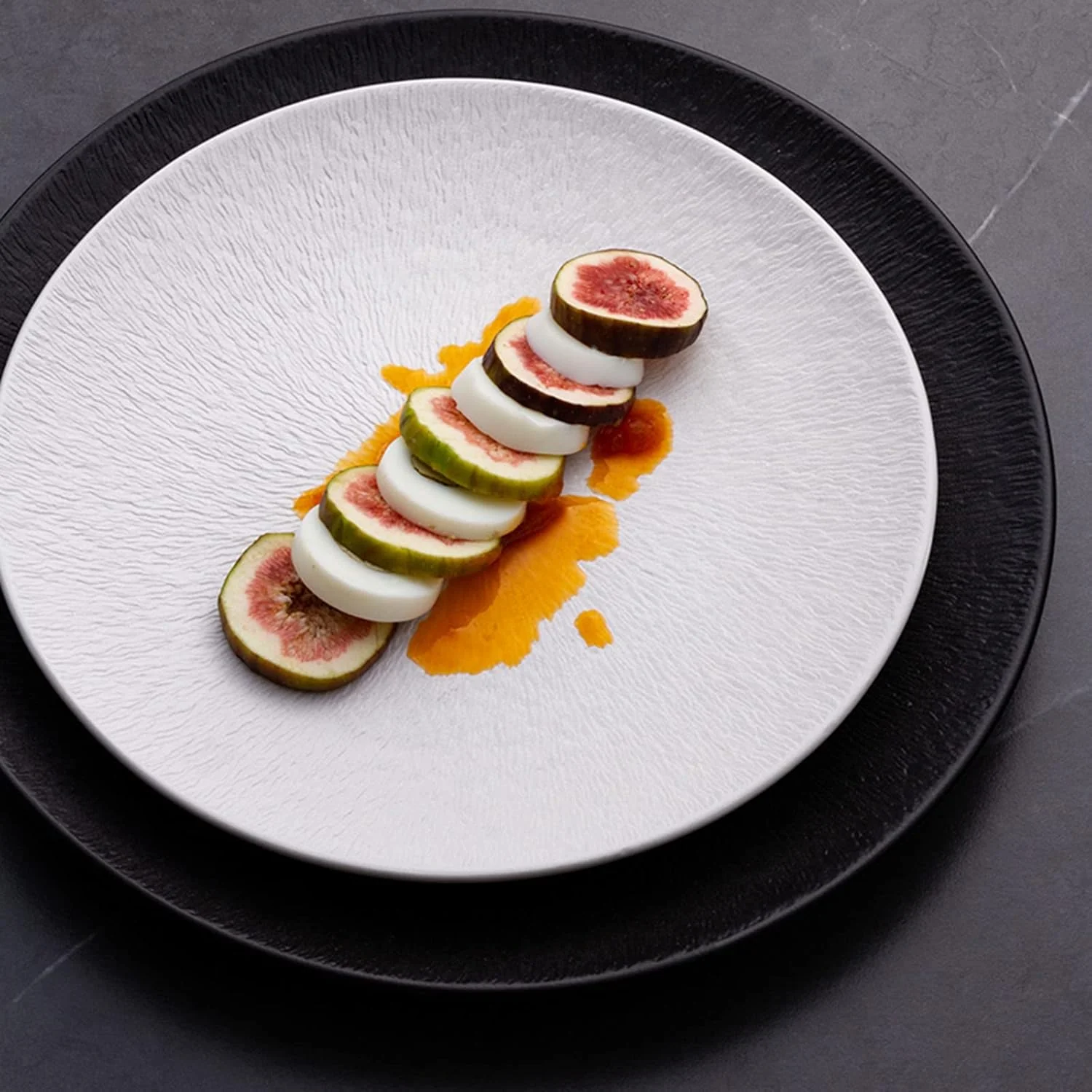 6 Creative Dining Plate with Stone Texture Pattern-Black - Image 4