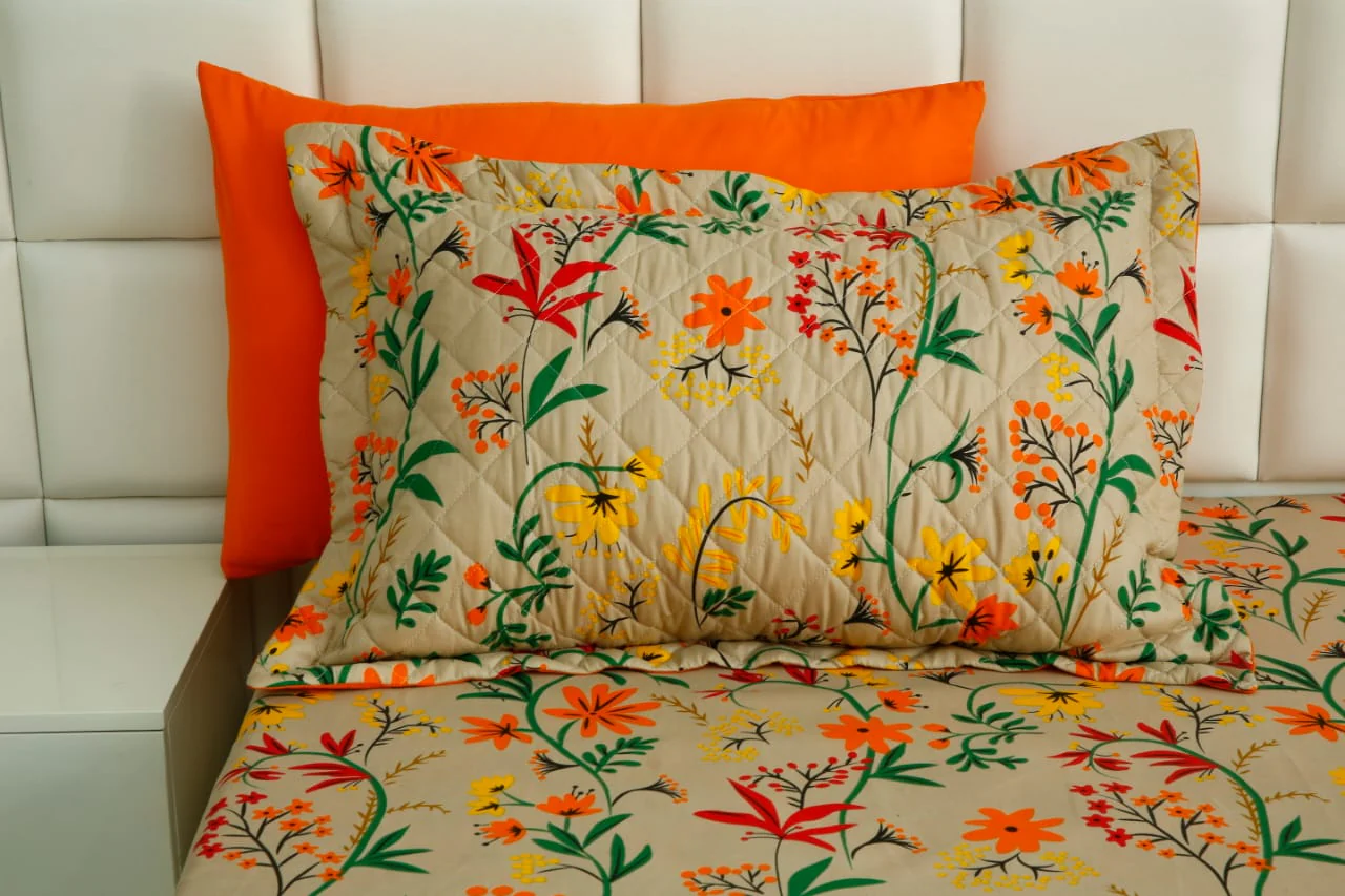 6 PCs Bed Spread Set-Orange Lilly - Image 3