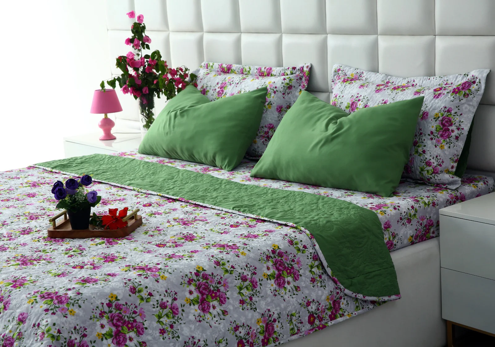 6 PCs Luxury Bed Spread Set-Sweet Pea - Image 12