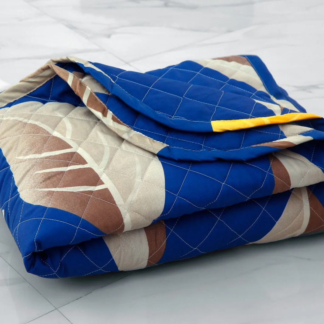 6 PCs Printed Bed Spread Set-Blue Oasis - Image 3
