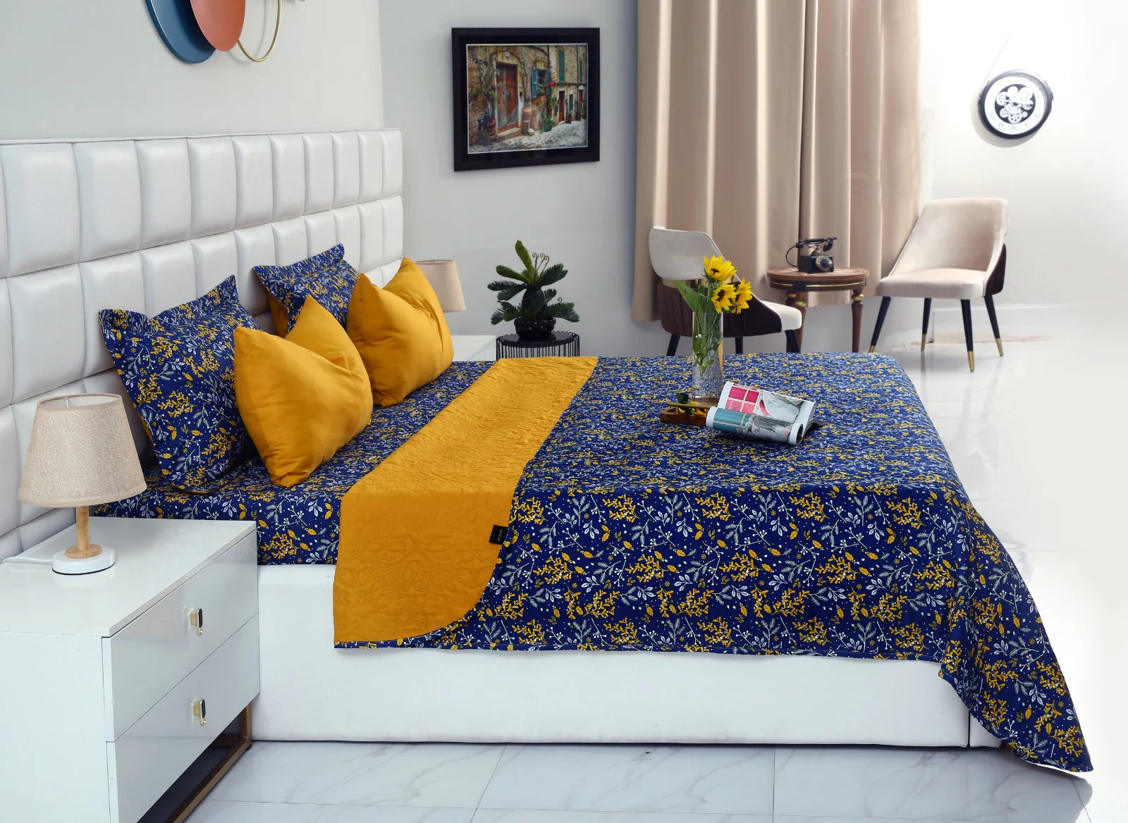 6 PCs Printed Bed Spread Set-Daffodil - Image 14