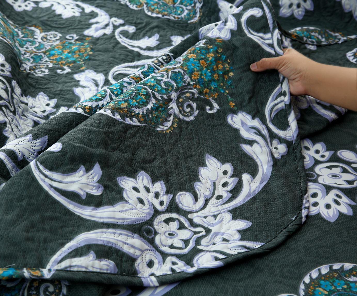 6 PCs Printed Bed Spread Set-Medallion Gold - Image 12