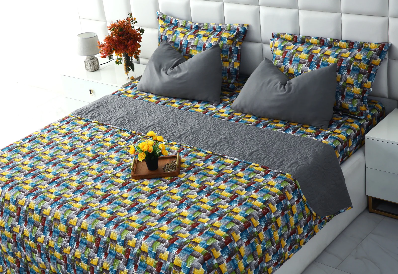 6 PCs Printed Bed Spread Set-Multi Ombre - Image 11