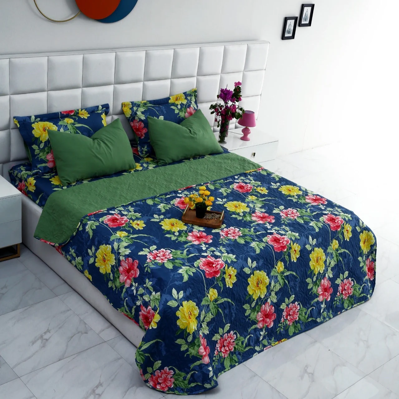6 PCs Printed Bed Spread Set-Orchid
