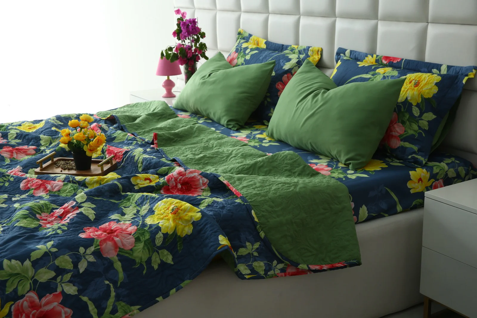 6 PCs Printed Bed Spread Set-Orchid - Image 11