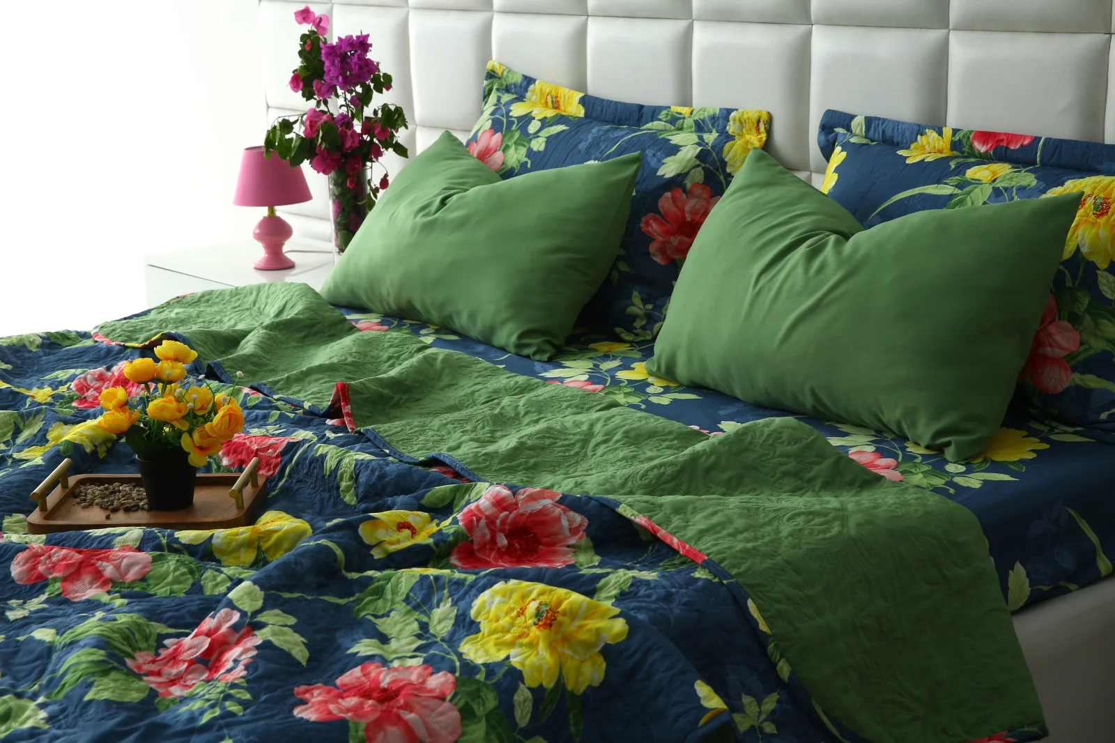 6 PCs Printed Bed Spread Set-Orchid - Image 12