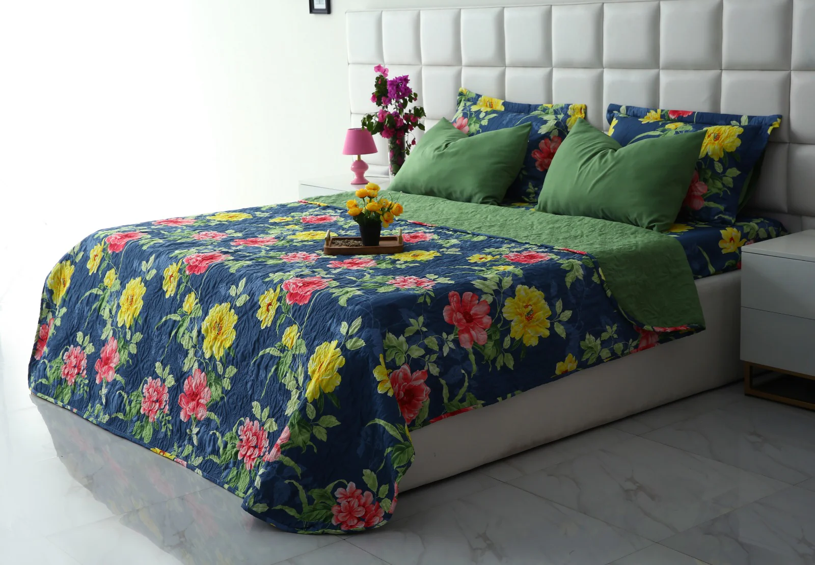 6 PCs Printed Bed Spread Set-Orchid - Image 2