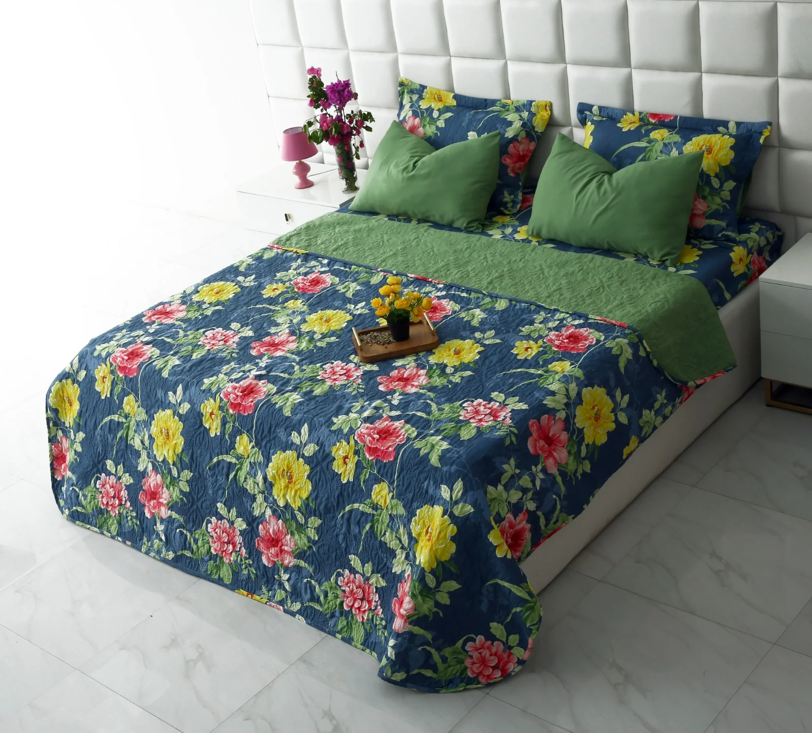 6 PCs Printed Bed Spread Set-Orchid - Image 3