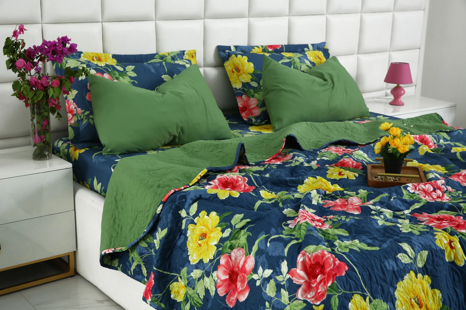 6 PCs Printed Bed Spread Set-Orchid - Image 7