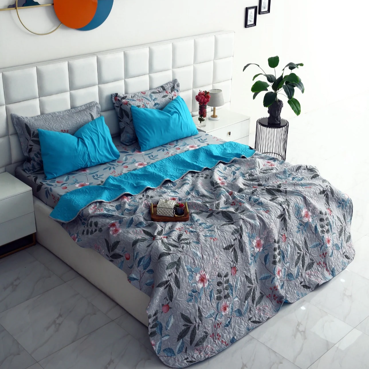 6 PCs Printed Bed Spread Set-Petunia