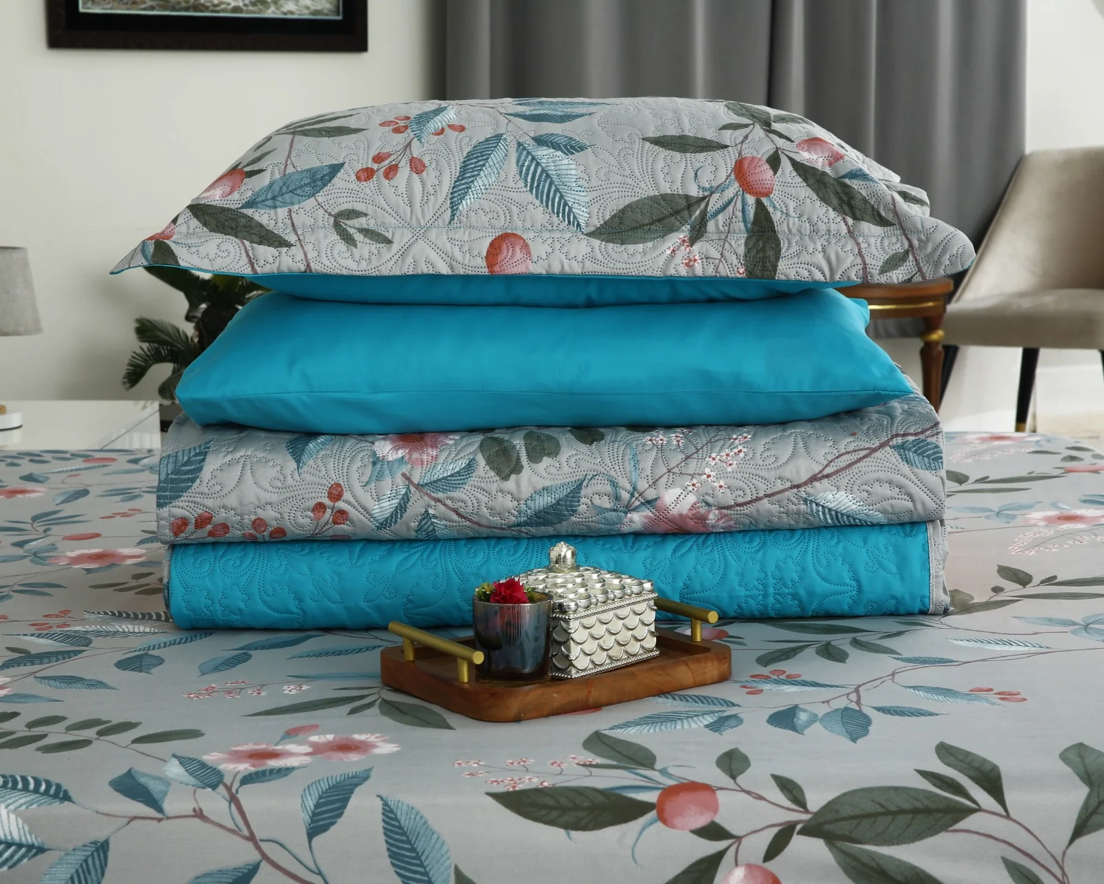 6 PCs Printed Bed Spread Set-Petunia - Image 18