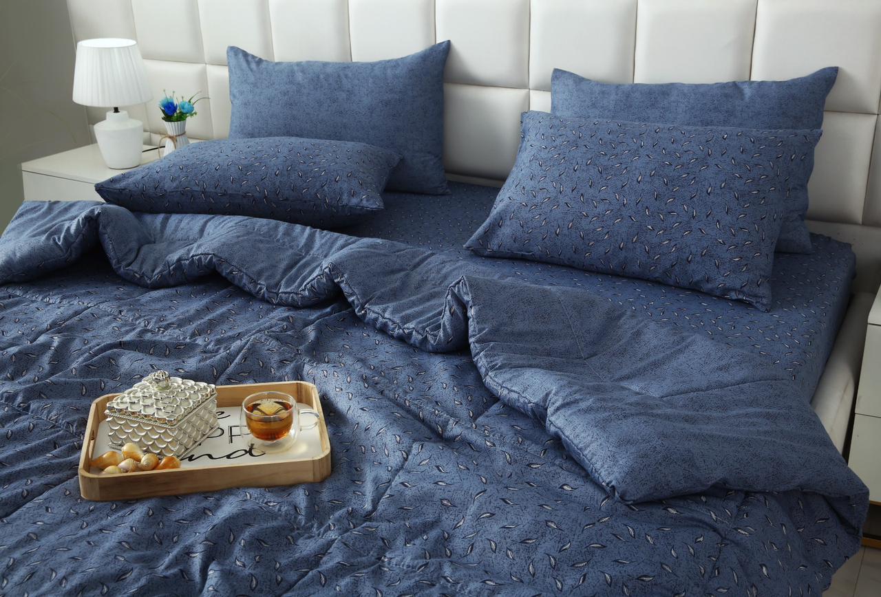 6 PCs Summer Comforter Set-Blue Feathers - Image 9