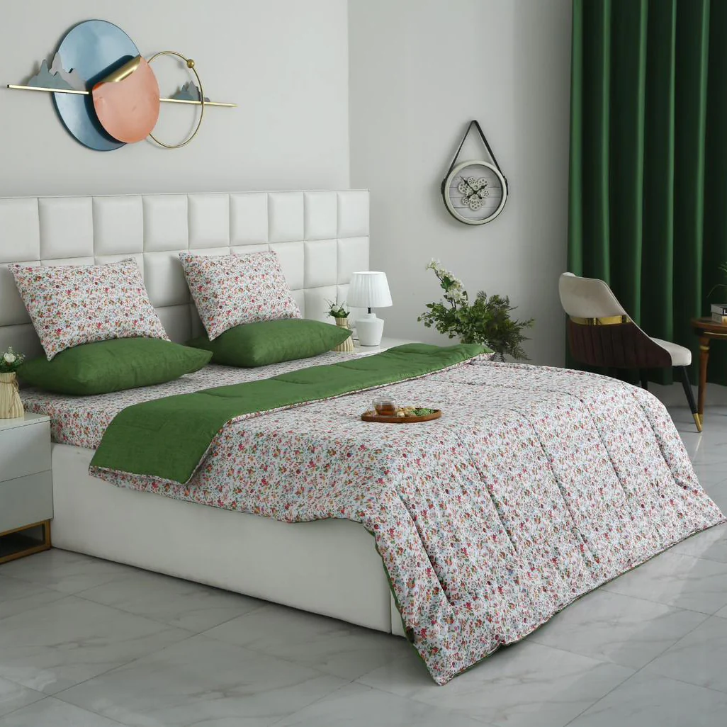 6 PCs Summer Comforter Set-Green Hellebore