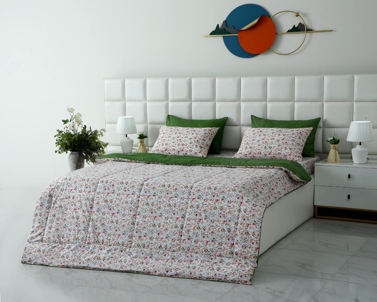 6 PCs Summer Comforter Set-Green Hellebore - Image 2