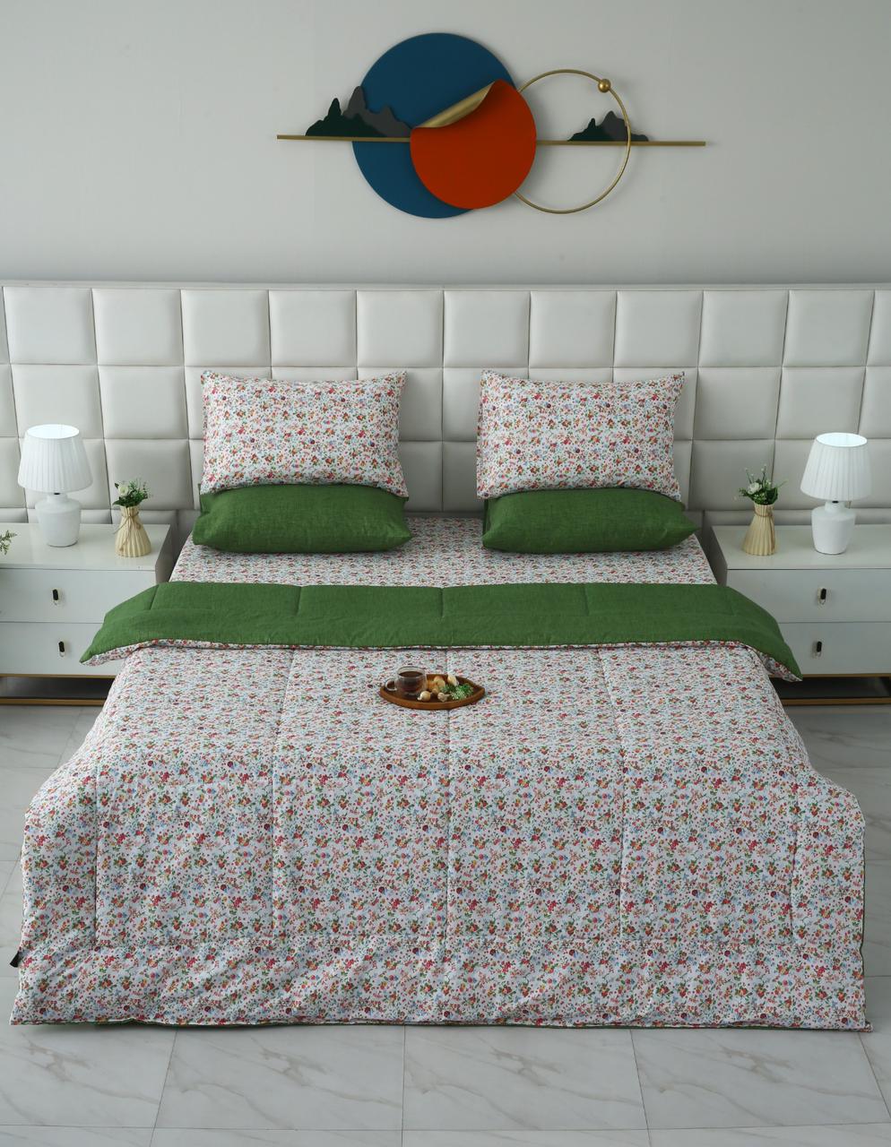 6 PCs Summer Comforter Set-Green Hellebore - Image 4