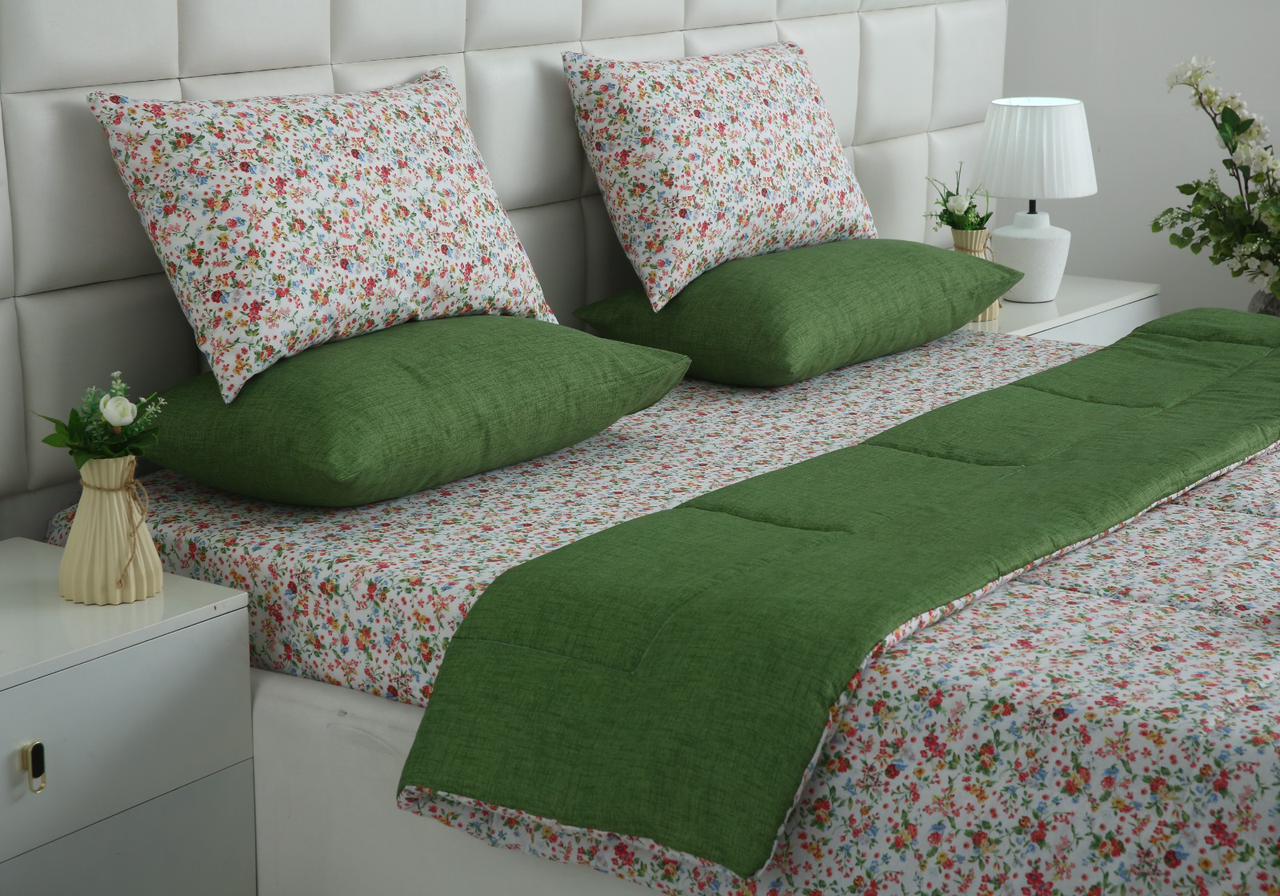 6 PCs Summer Comforter Set-Green Hellebore - Image 6