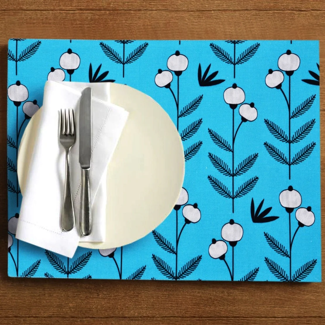 6 Seater Dining Table Runner Set(4617)- TRS09 turquoise - Image 4