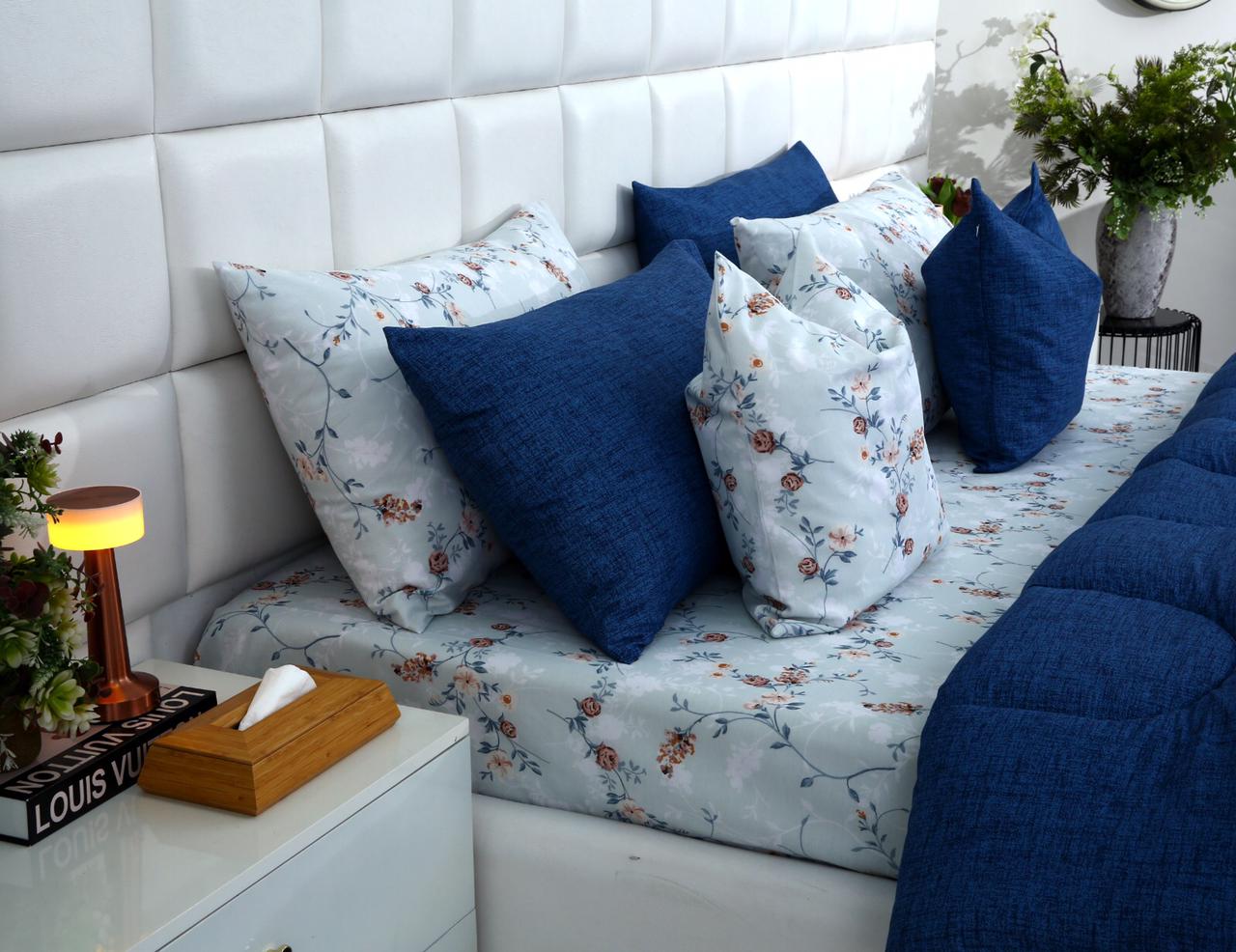 8 PCs Winter Comforter Set-Bluebells - Image 5