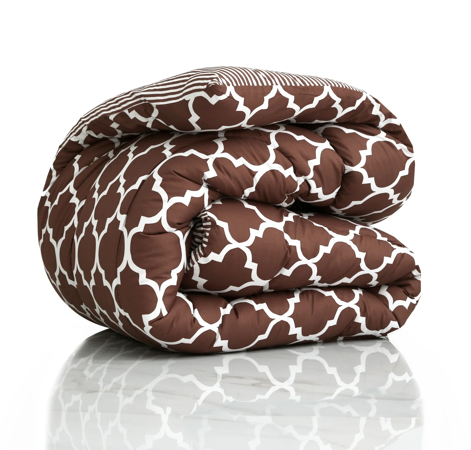 8 PCs Winter Comforter Set-Brown Geometric - Image 9