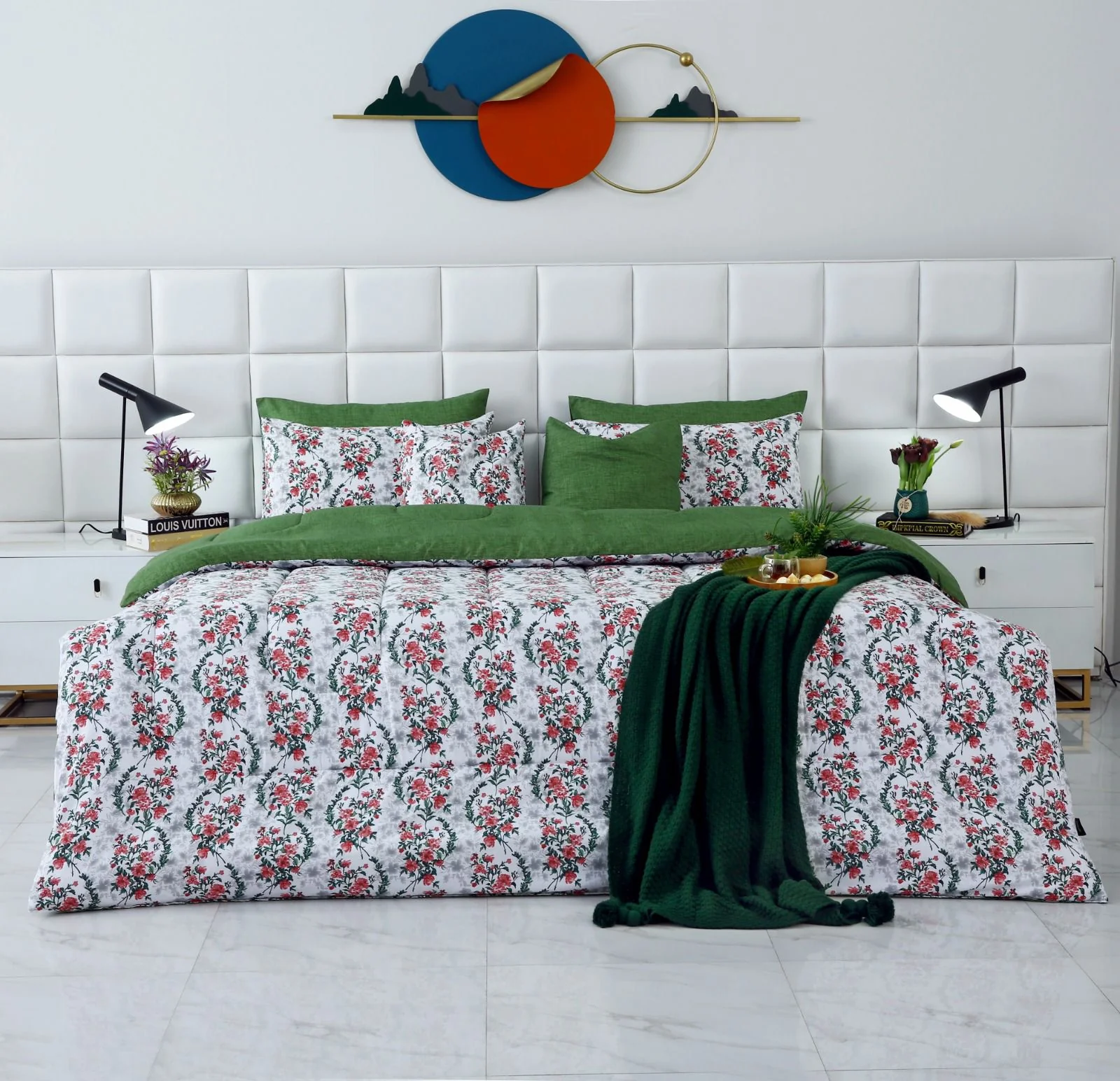 8 PCs Winter Razai Set-Emerald Blooms - Image 13