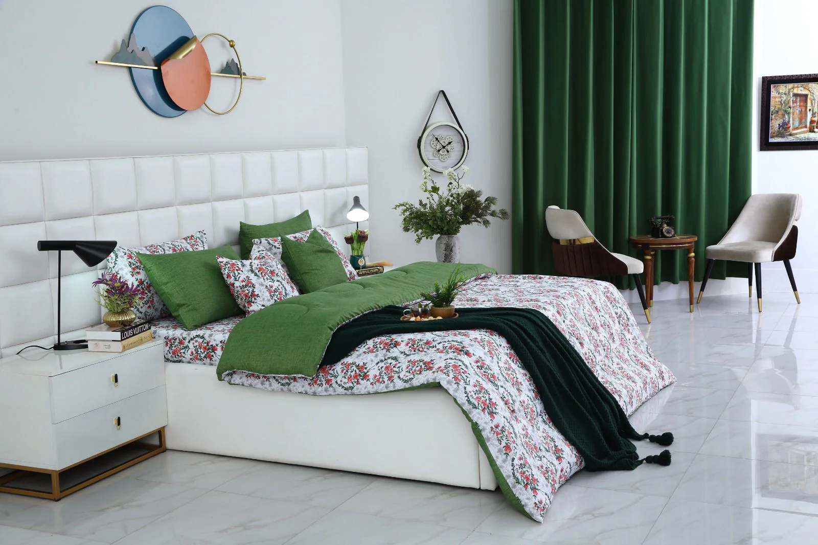 8 PCs Winter Razai Set-Emerald Blooms - Image 6