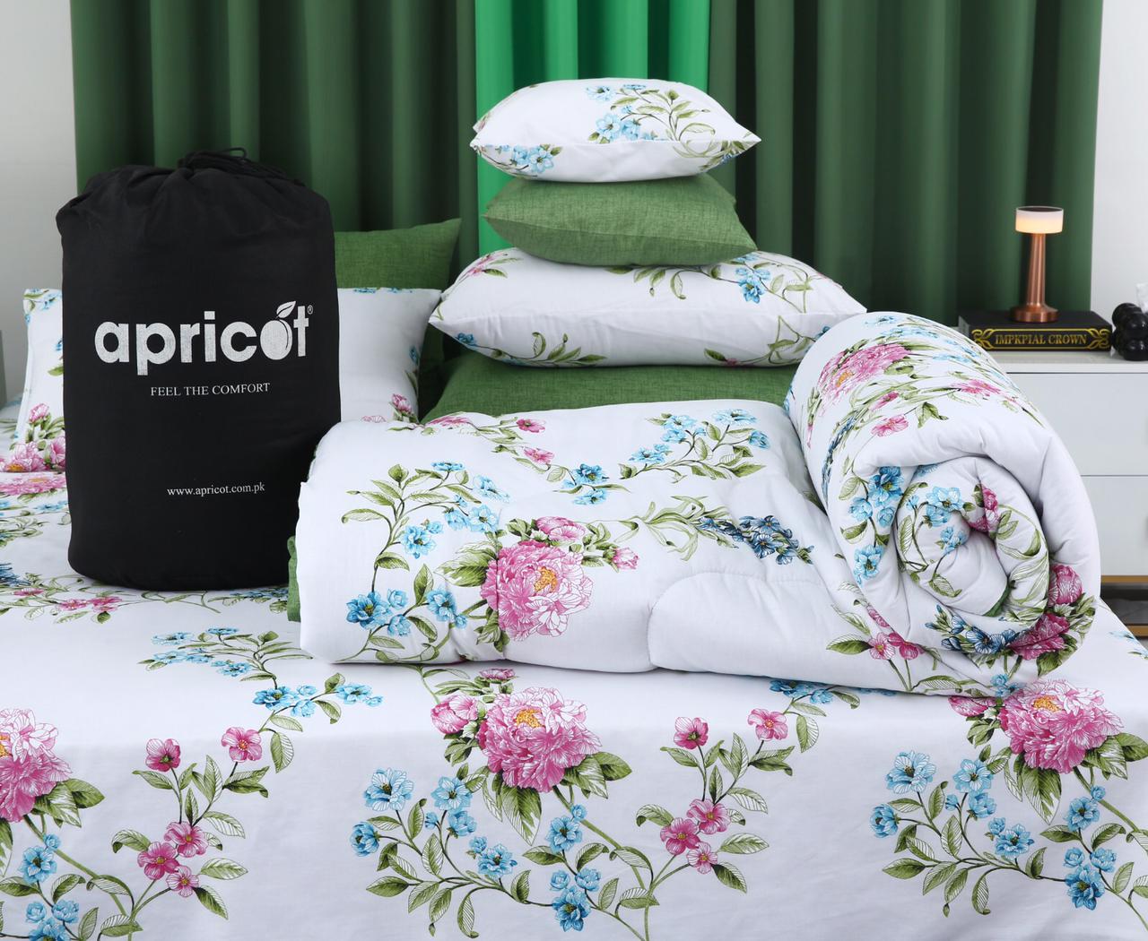 8 PCs Winter Razai Set-Green Lotus - Image 12