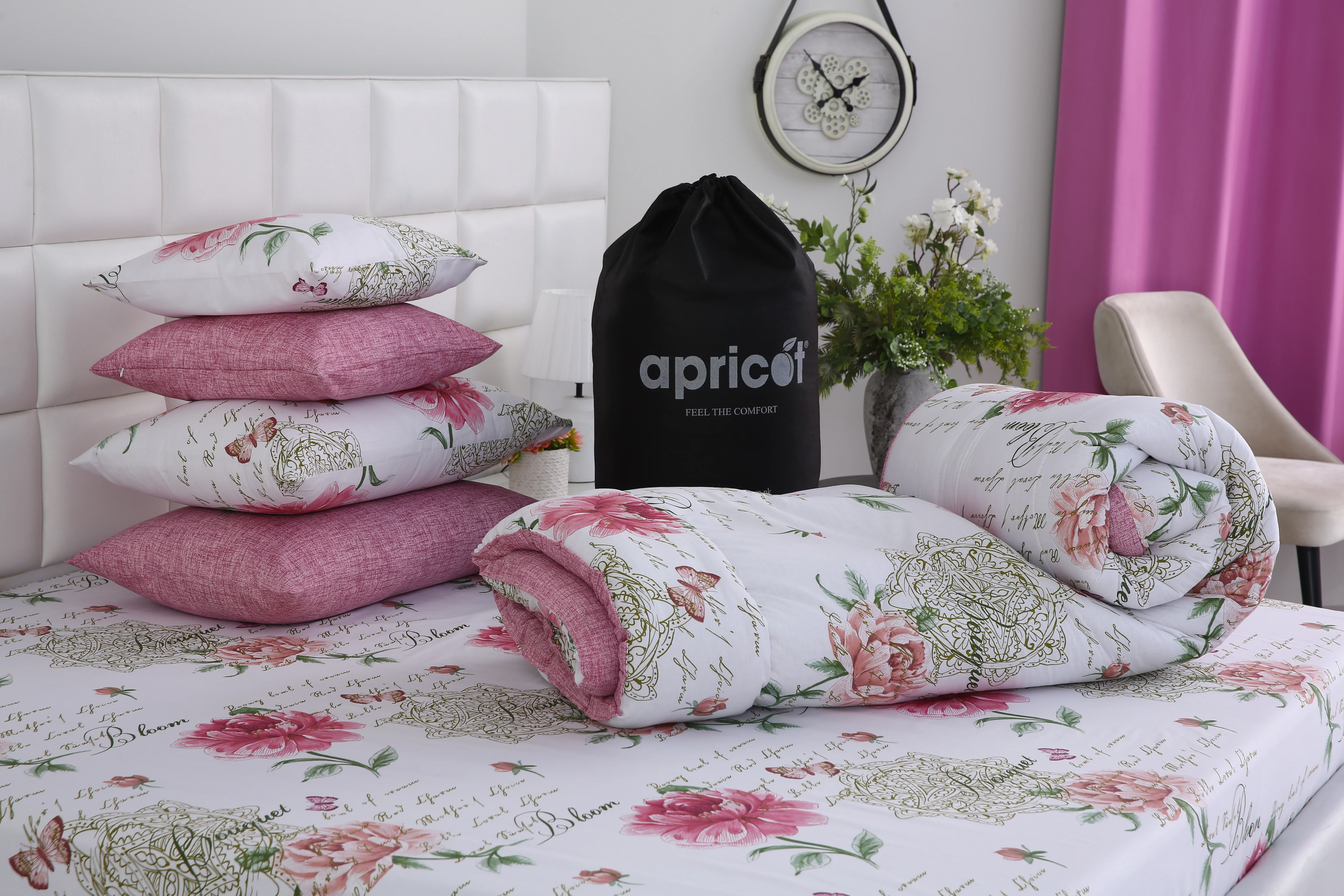8 PCs Winter Razai Set-Pink Flowers - Image 4