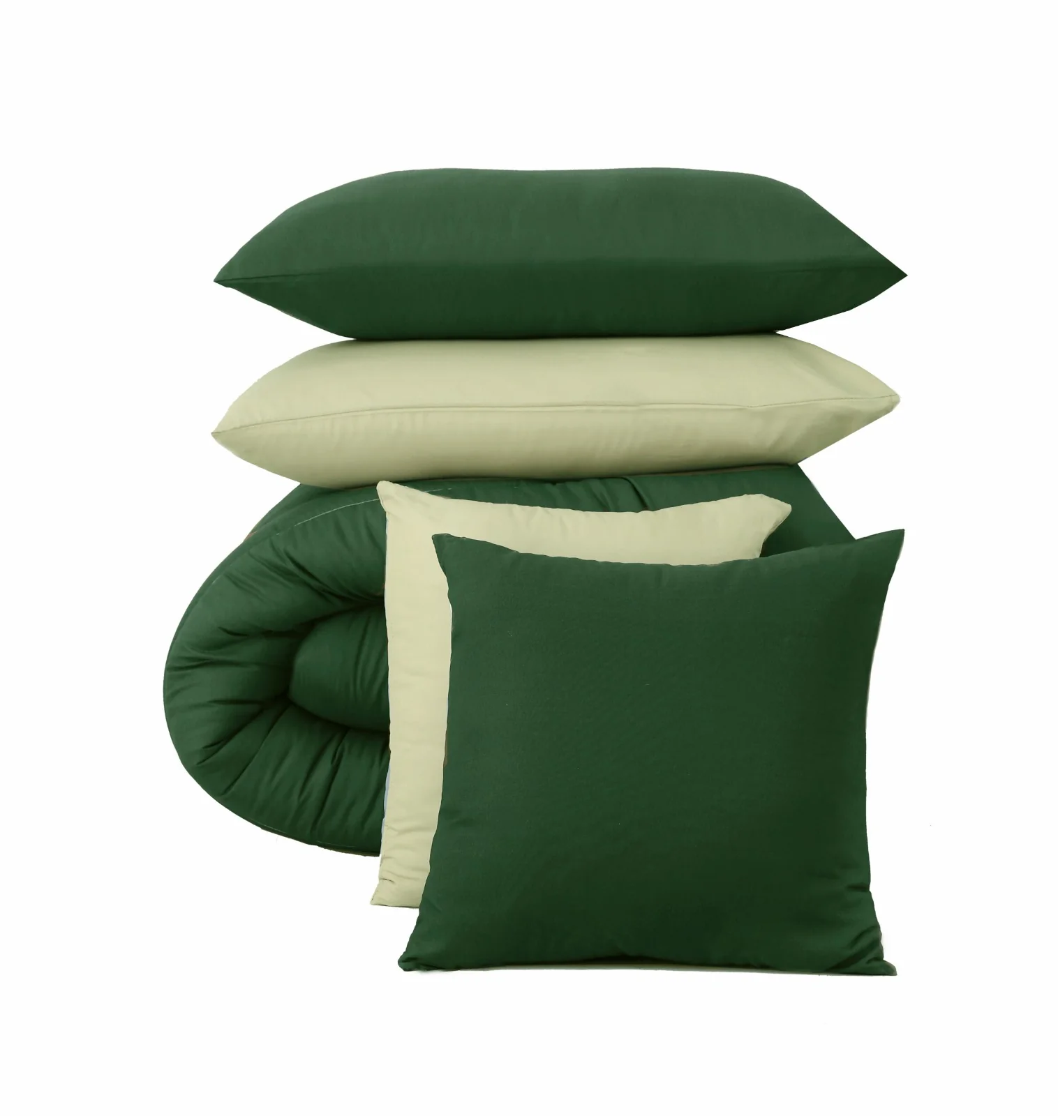 8 PCs Winter Razai Set-Olive Over Sage Green - Image 4