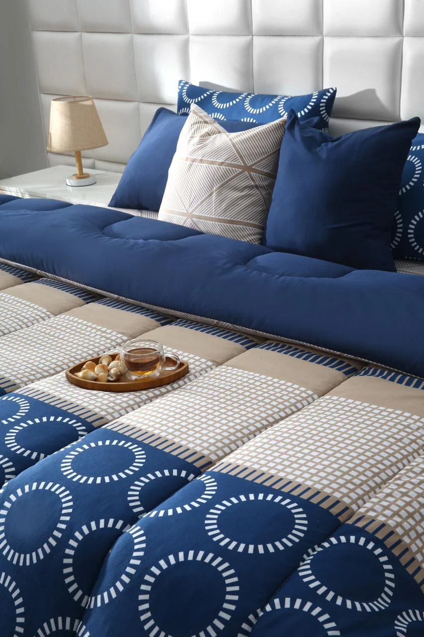8 PCs Winter Razai Set-Starry Nights(With Blue Reverse) - Image 5