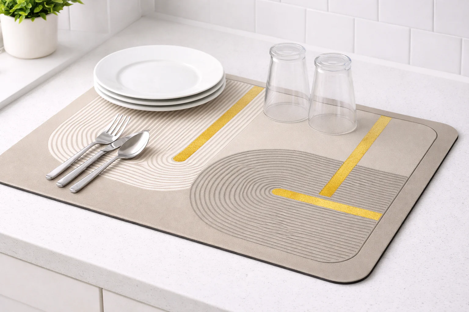 Anti Slip Dish Drying Mat-Abstract Art - Image 2