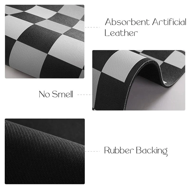 Anti Slip Dish Drying Mat-Black  Chess - Image 5