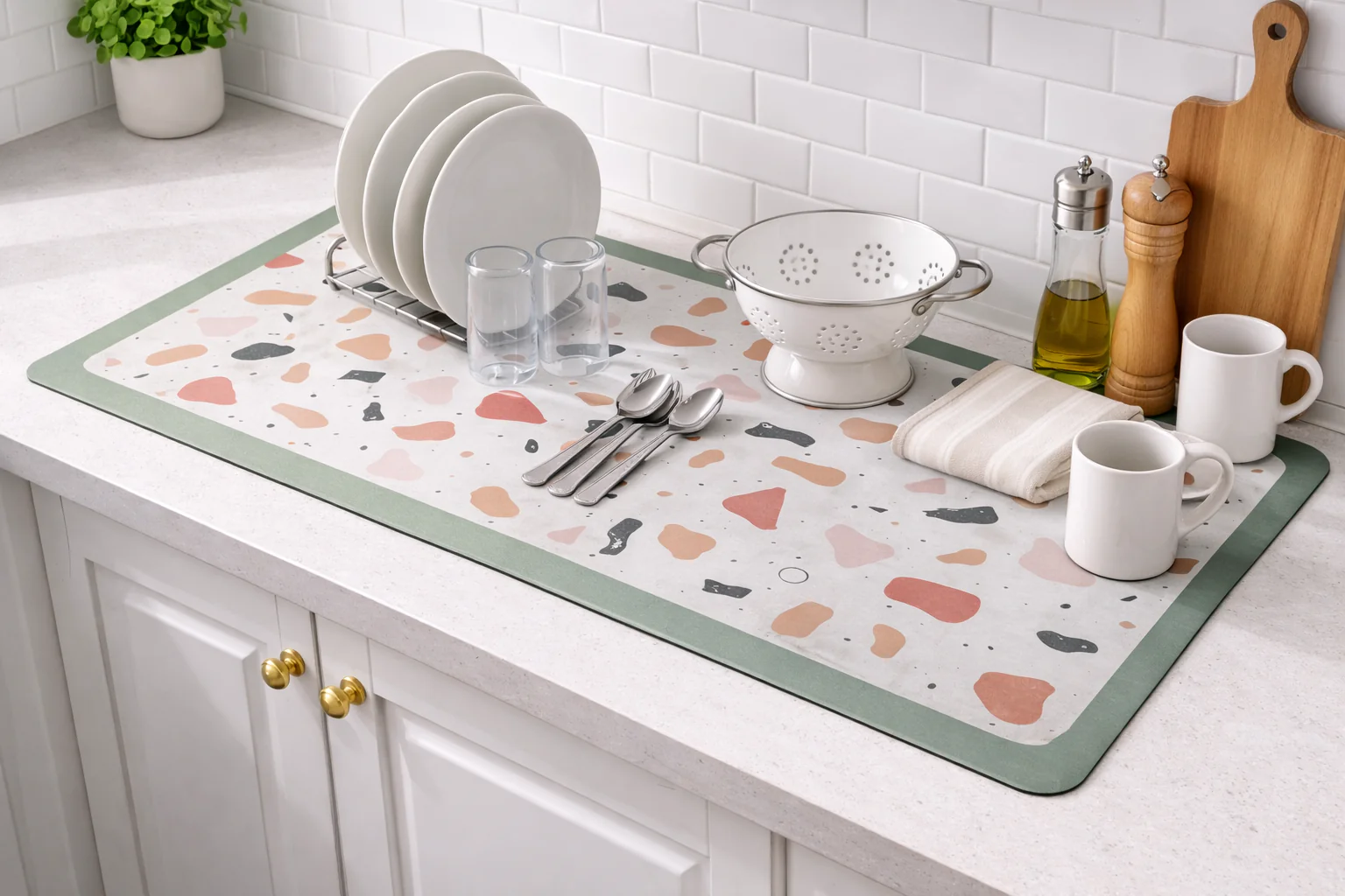 AntiSkid Dish Drying Heat & Water Protector Mat-SA-2553-Art