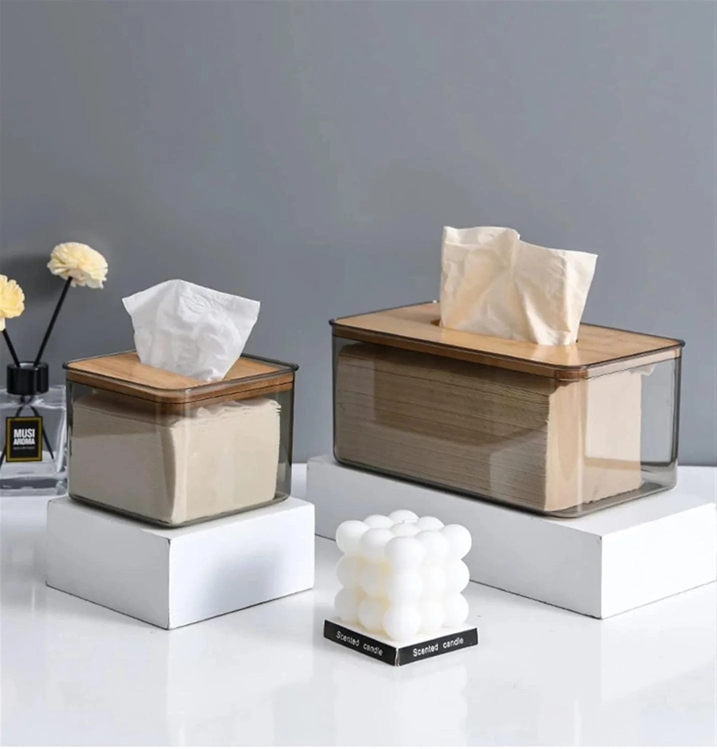 Bamboo Lid Transparent Tissue Box - Image 5
