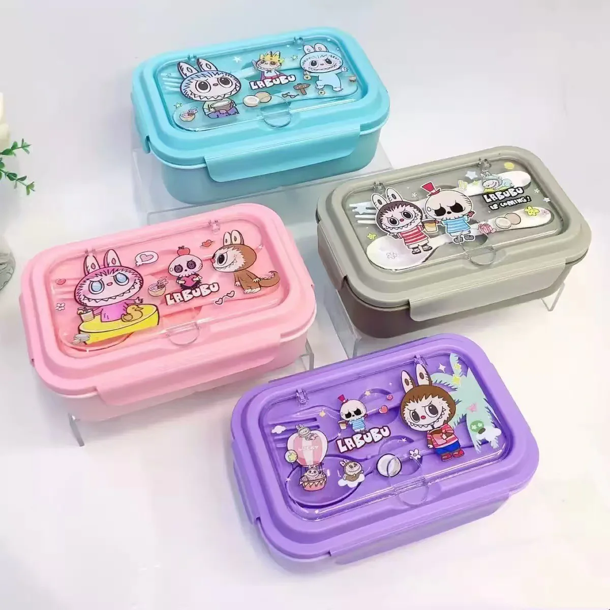 Cute Lunch Carrier with Secure 2-Point Locking Lid (SA2510-054)Labubu Blue - Image 2