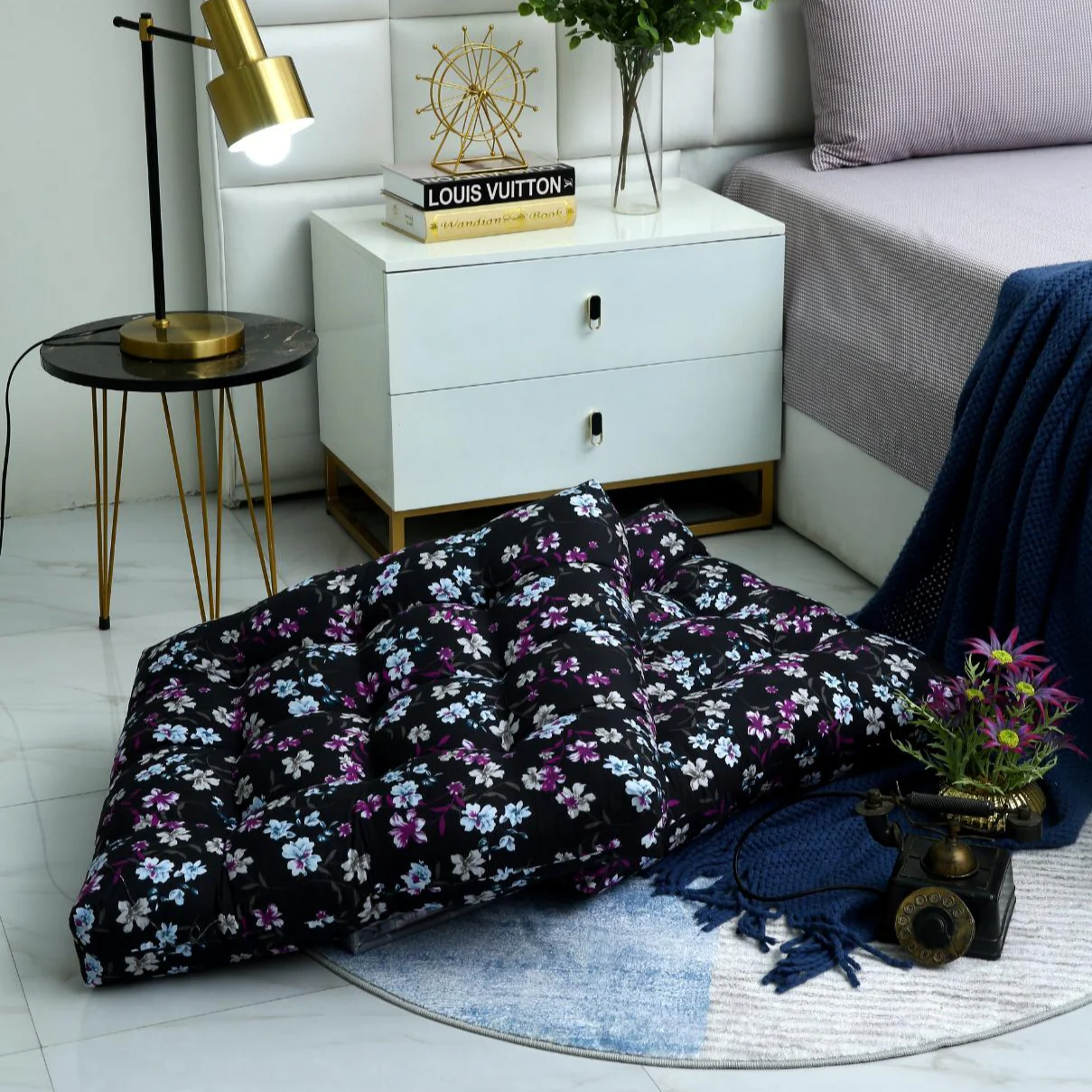 Digital Printed Square Floor Cushions-Rosemary