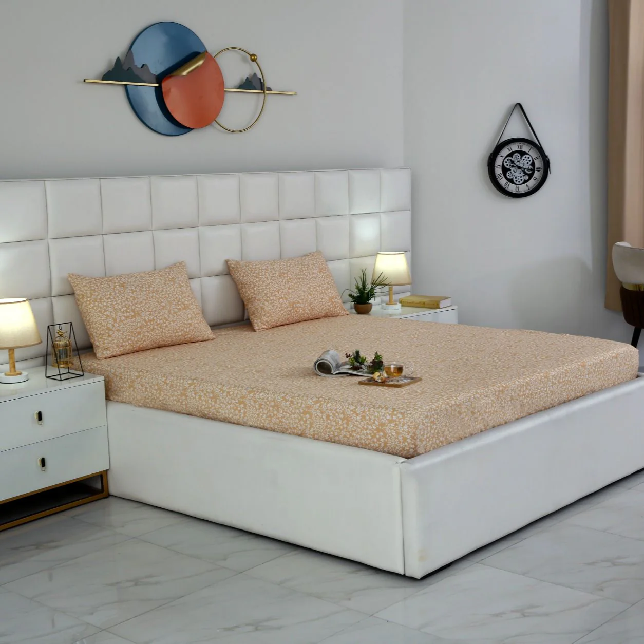 Fitted Bed Sheet-Beige Bloom