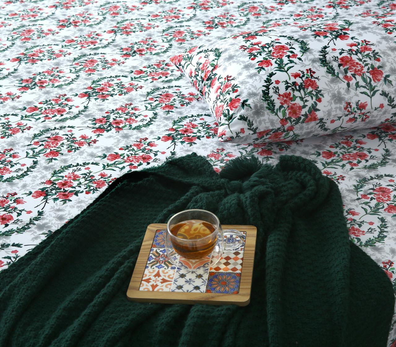 Fitted Bed Sheet-Emerald Blooms - Image 6