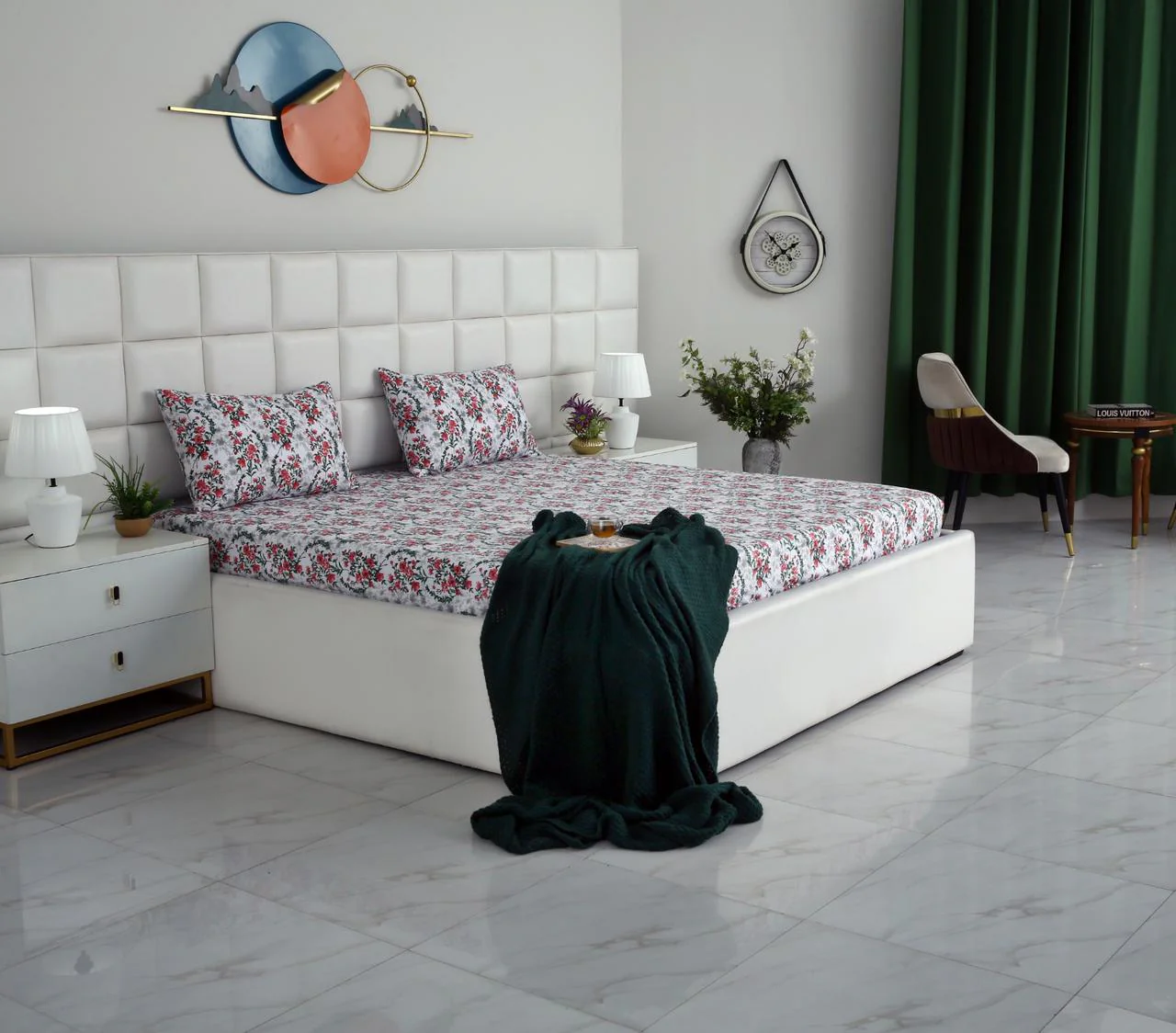 Fitted Bed Sheet-Emerald Blooms - Image 8