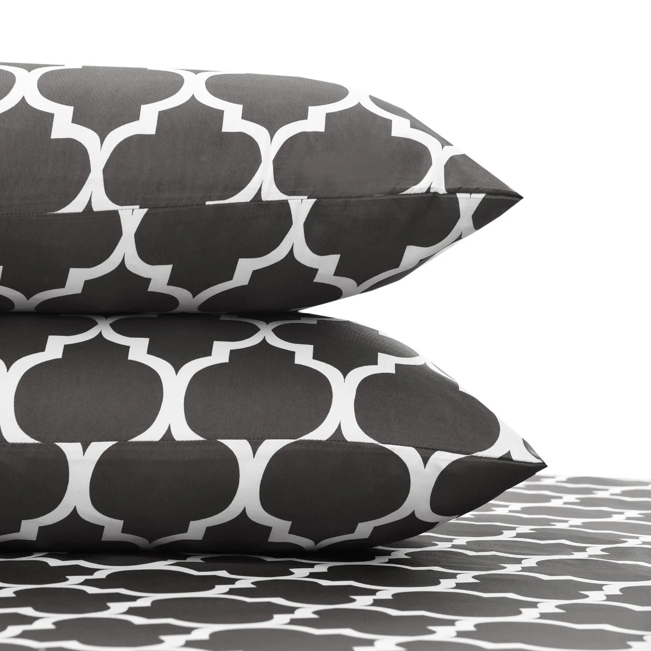 Fitted Bed Sheet-Grey Geometric - Image 2