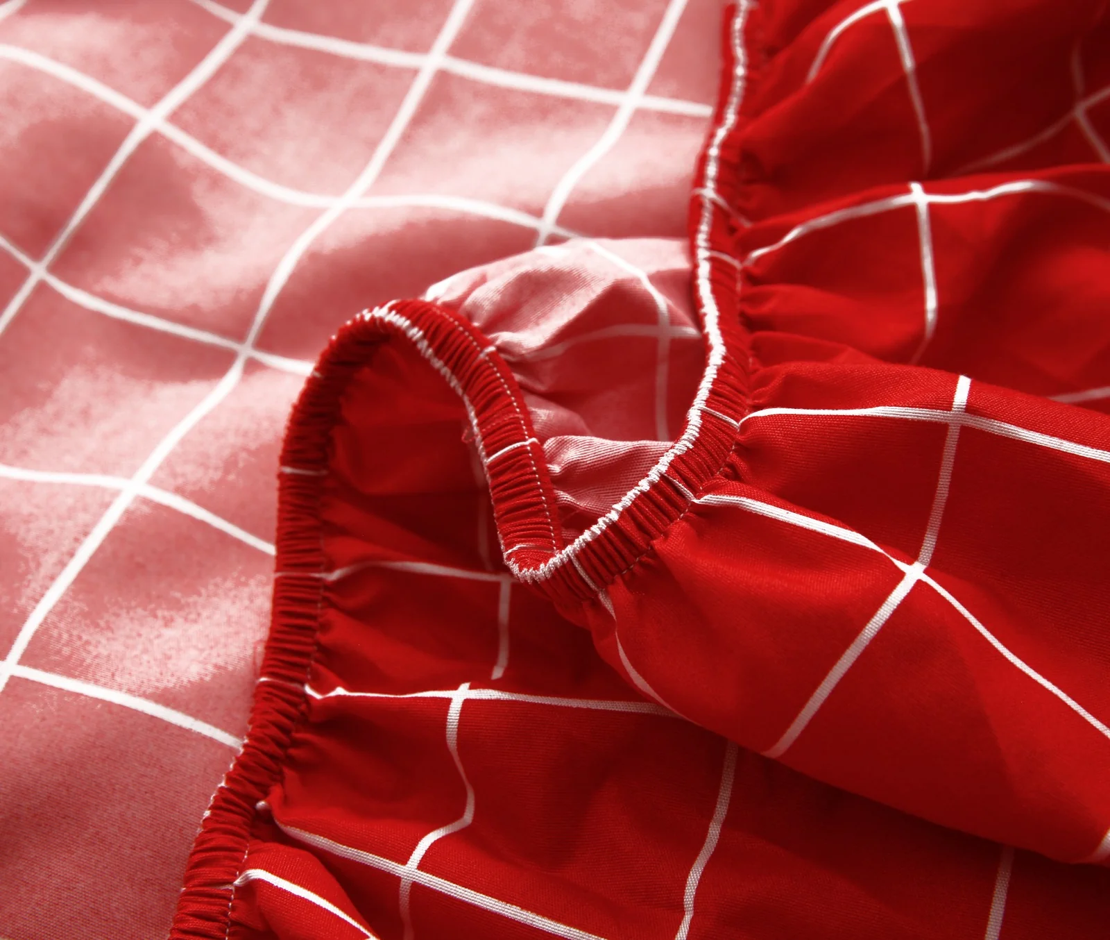 Fitted Bed Sheet-Red Check - Image 7