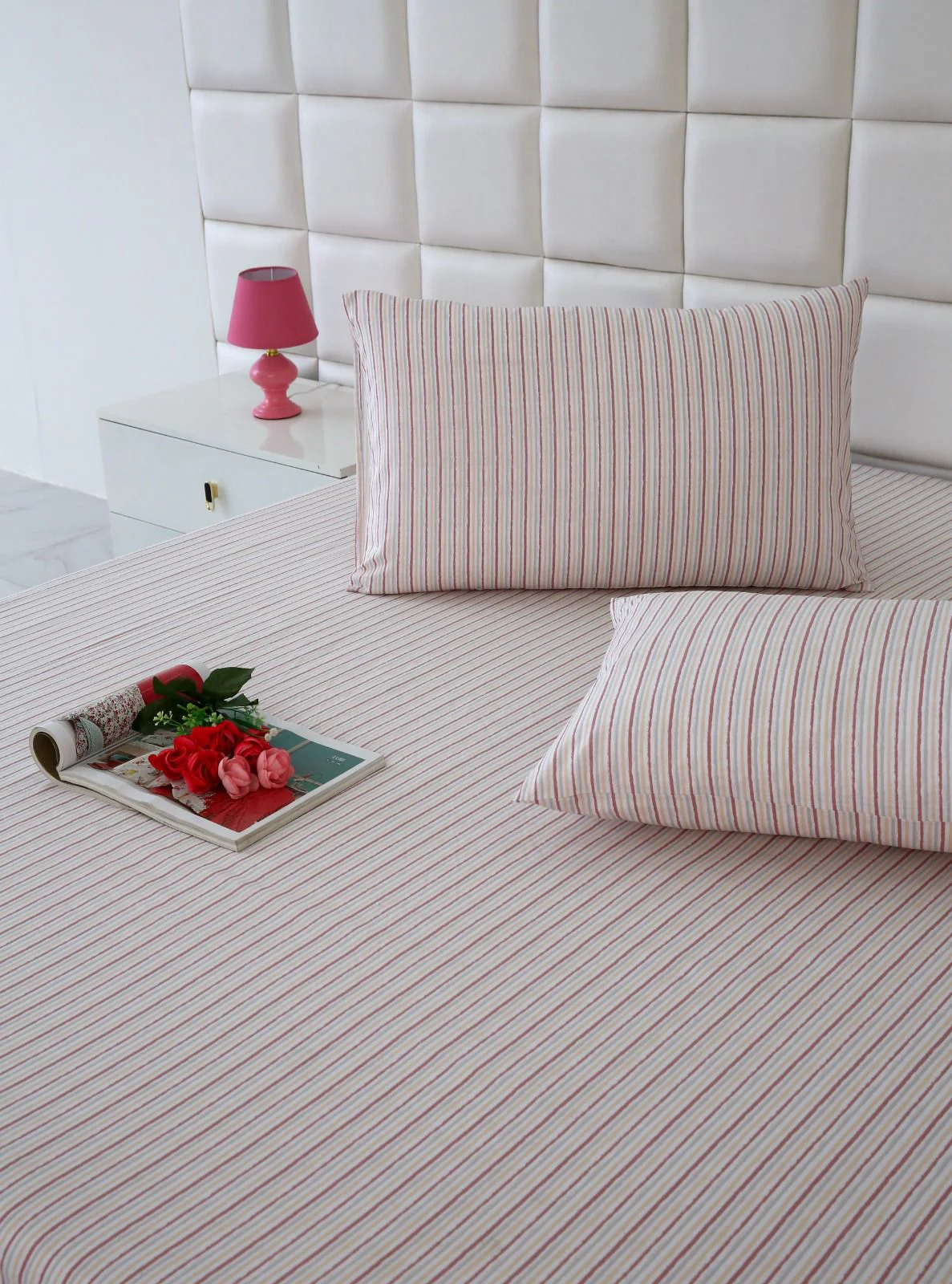 Fitted Bed Sheet-Pastel Stripes - Image 6