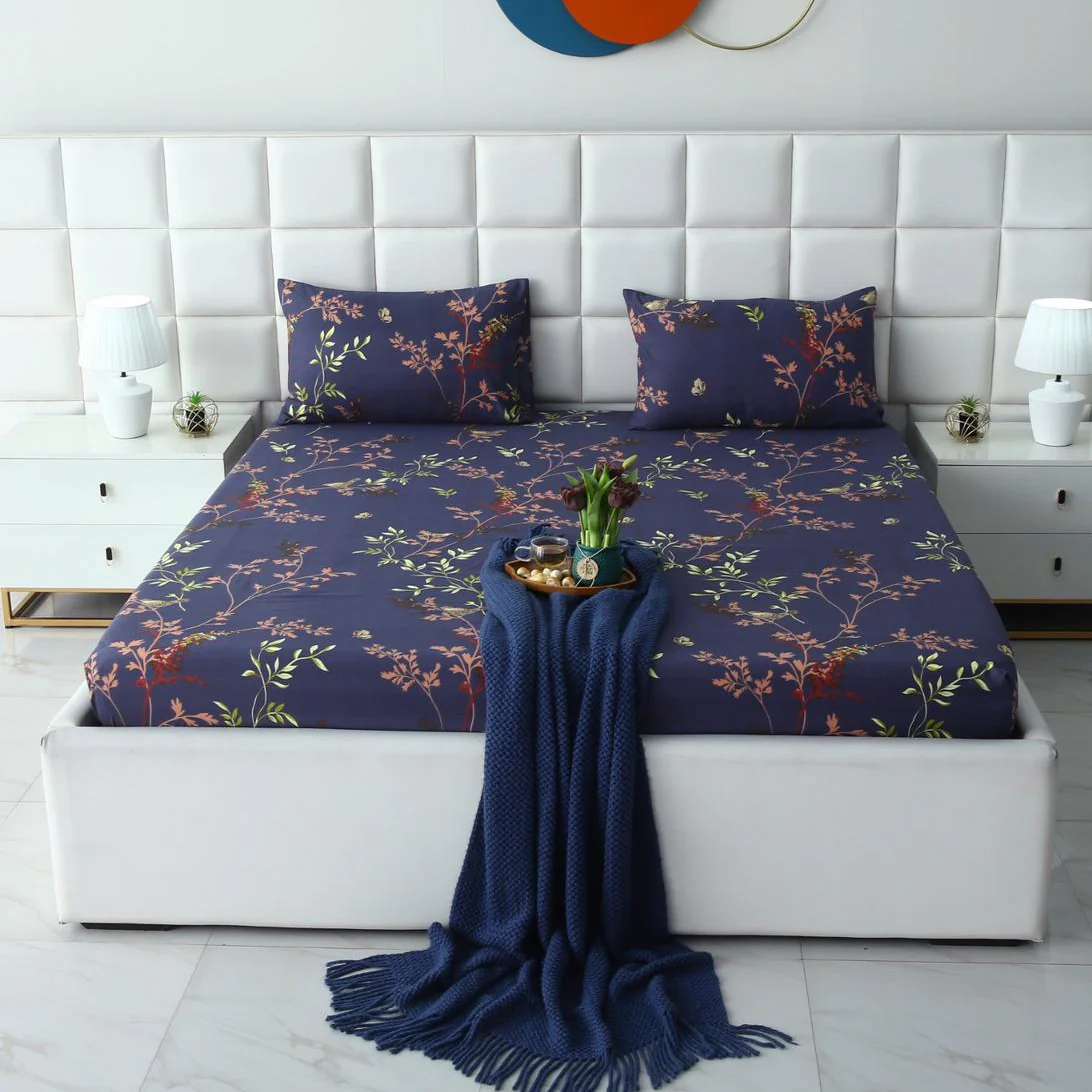 Fitted Bed Sheet-Retro Leaf