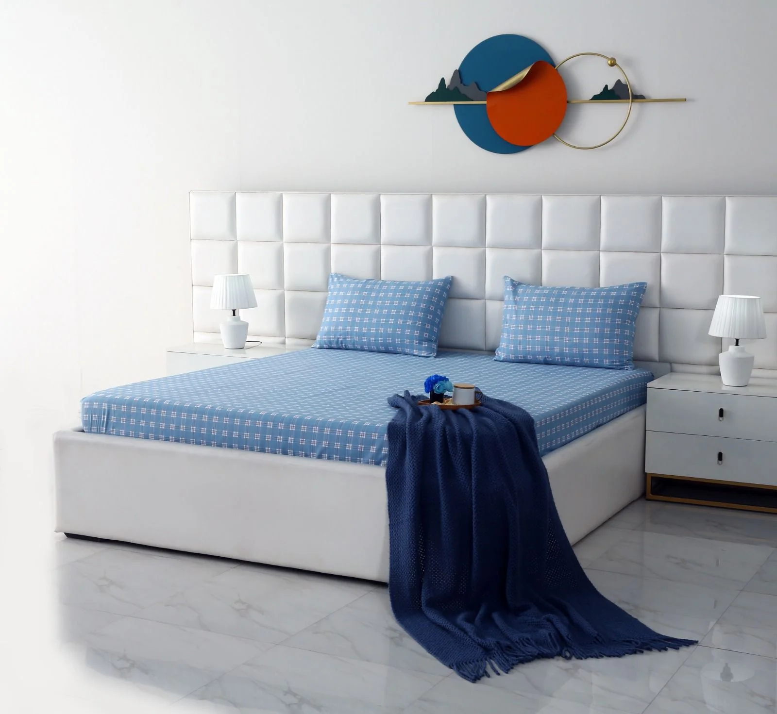 Fitted Bed Sheet-Waterfall Geometric - Image 3