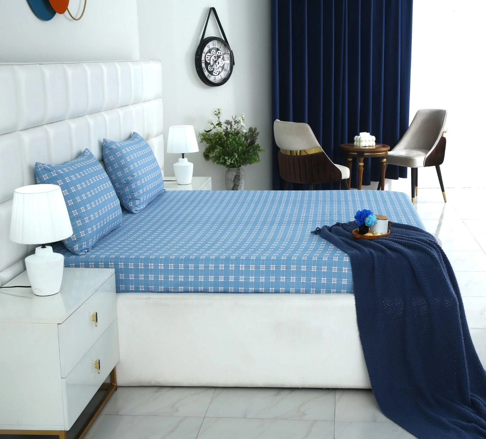 Fitted Bed Sheet-Waterfall Geometric - Image 4