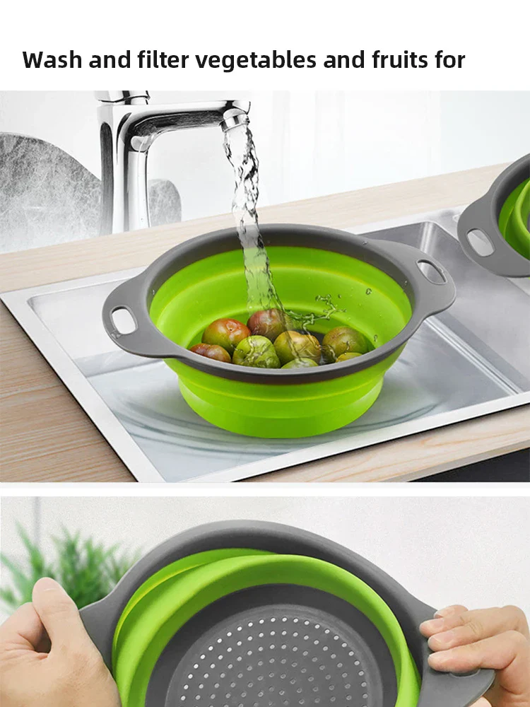 Collapsible Silicone Drain water bucket-Green(Large) - Image 14