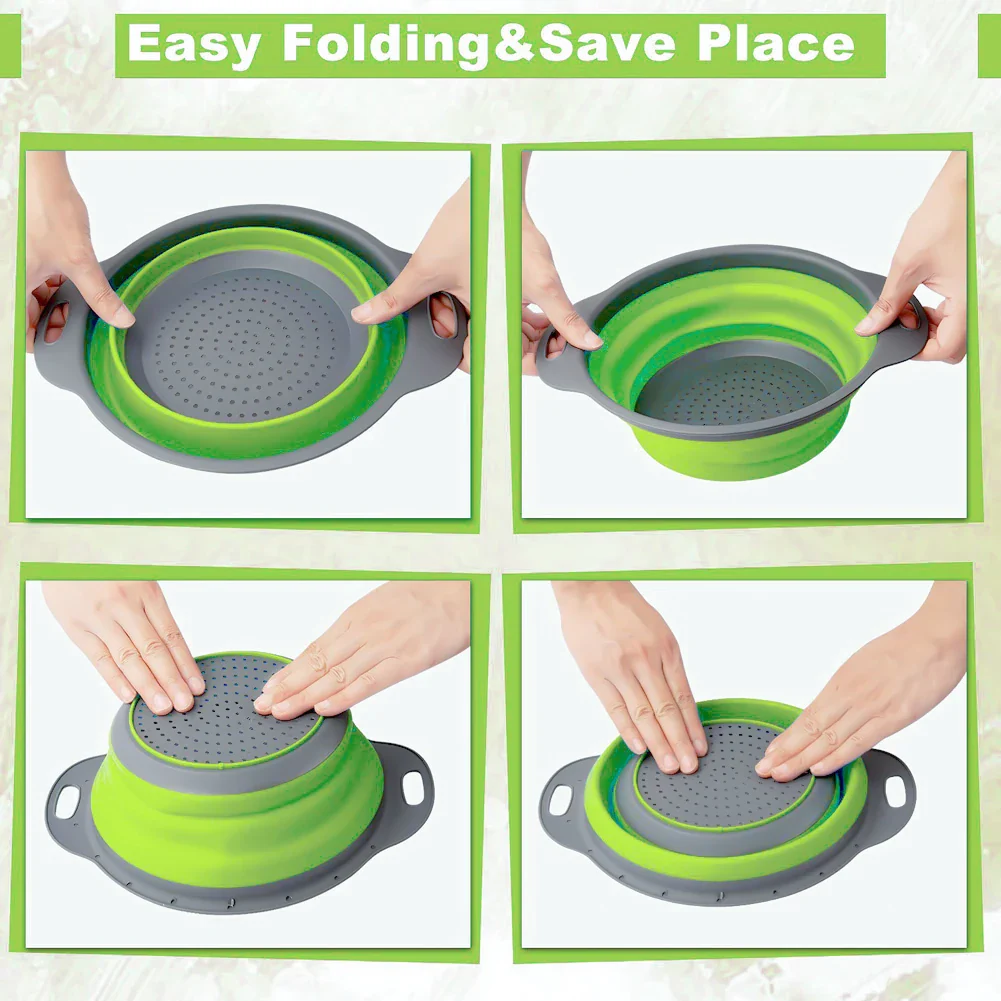 Collapsible Silicone Drain water bucket-Green(Large) - Image 22