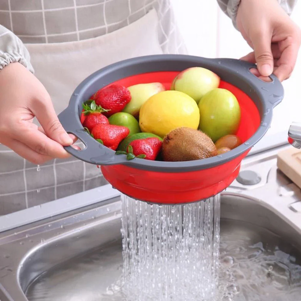 Collapsible Silicone Drain water bucket-Red(Large) - Image 9