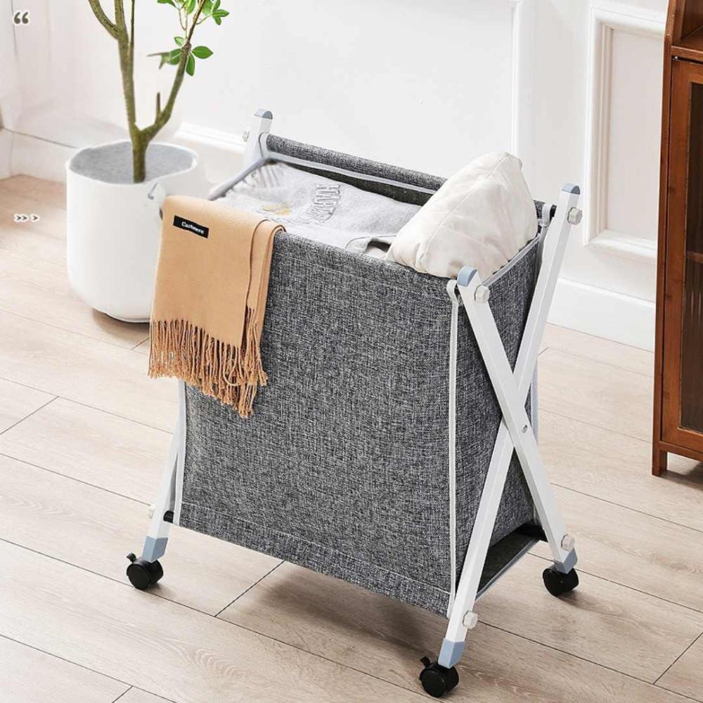 Folded Laundry Basket with Wheel (SA2510-105)Grey - Image 3